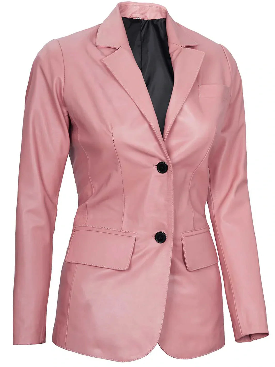 Womens Pink Two-Button Leather Blazer - Image 5