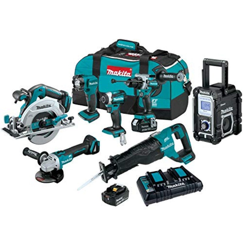 Makita XT707PT 18V LXT Lithium-Ion Brushless Cordless 7-Pc Combo Kit (5.0Ah