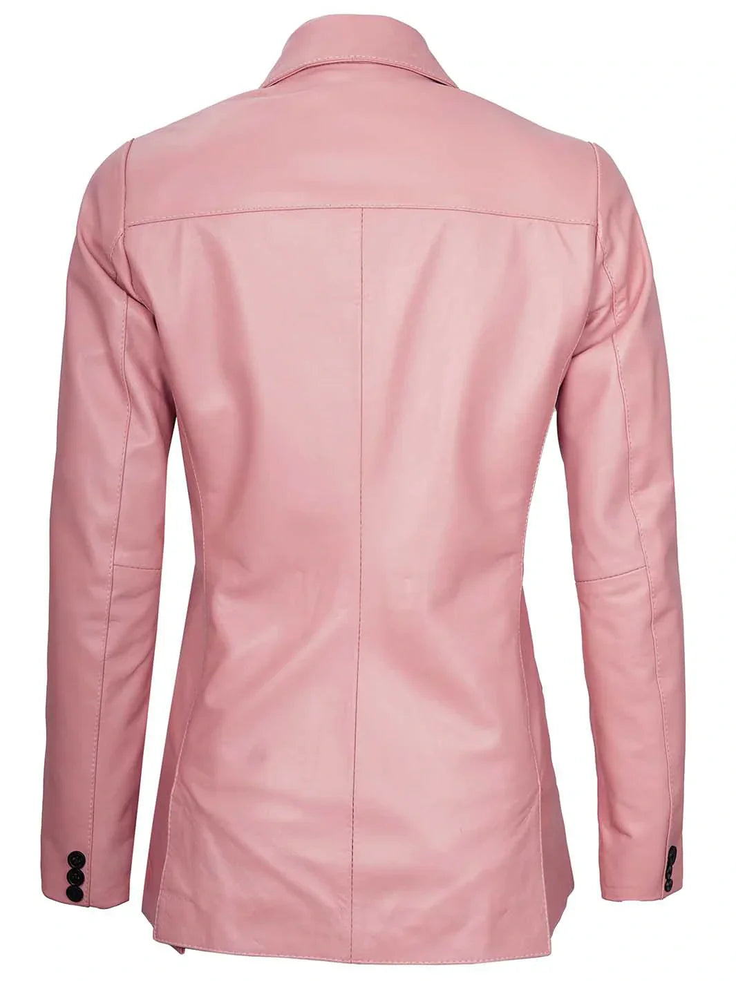Womens Pink Two-Button Leather Blazer - Image 2
