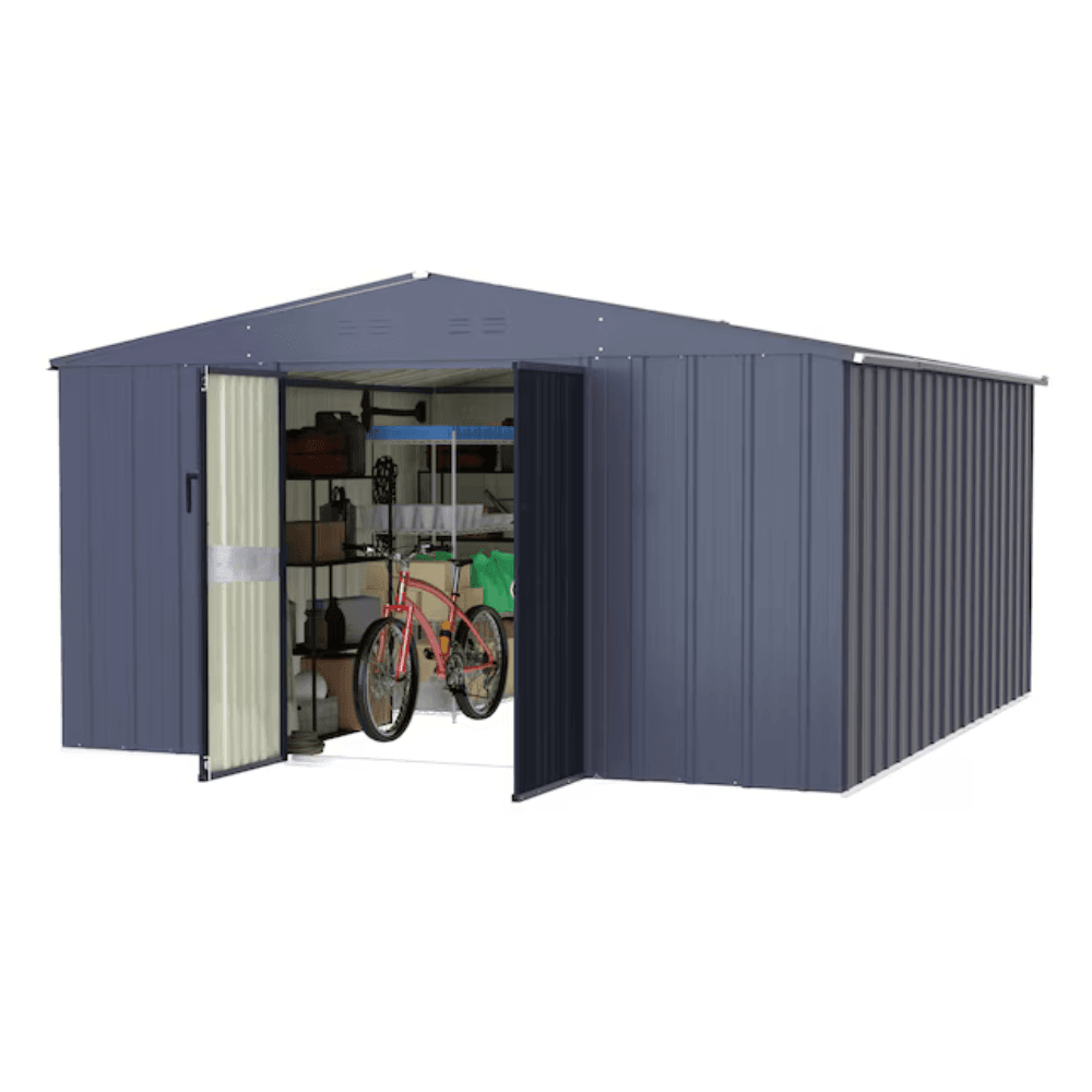 10 ft. W x 12 ft. D Outdoor Metal Storage Shed in Gray (120 sq. ft.) - Image 2