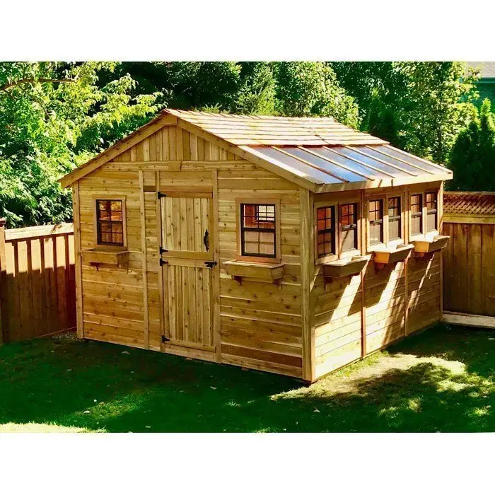 12 ft. W x 12 ft. D Cedar Wood Sunshed Garden Shed