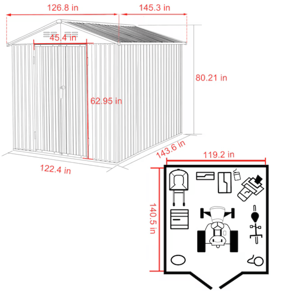 10 ft. W x 12 ft. D Outdoor Metal Storage Shed in Gray (120 sq. ft.) - Image 4