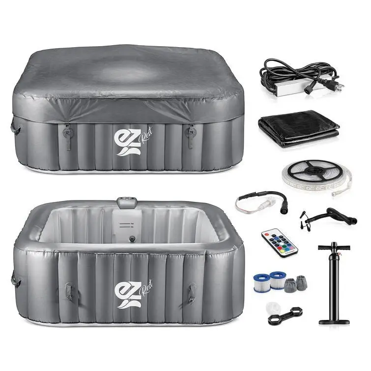 4-Seat Inflatable Pool Spa – Portable Hot Tub Spa with Light and Remote Control - Image 3