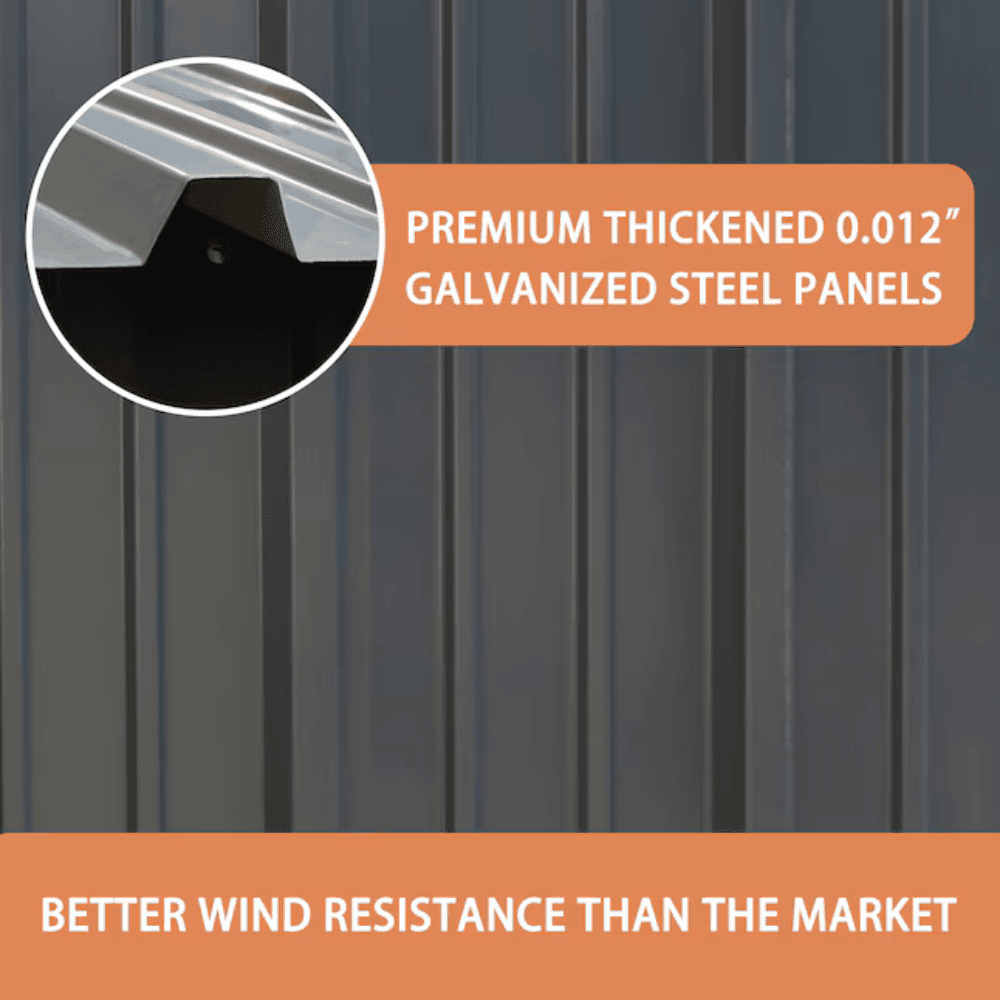 10 ft. W x 12 ft. D Outdoor Metal Storage Shed in Gray (120 sq. ft.) - Image 9