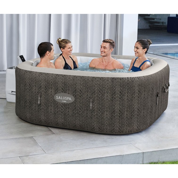 Bestway 6 – Person 140 – Jet Vinyl Square Inflatable Hot Tub in Brown - Image 4
