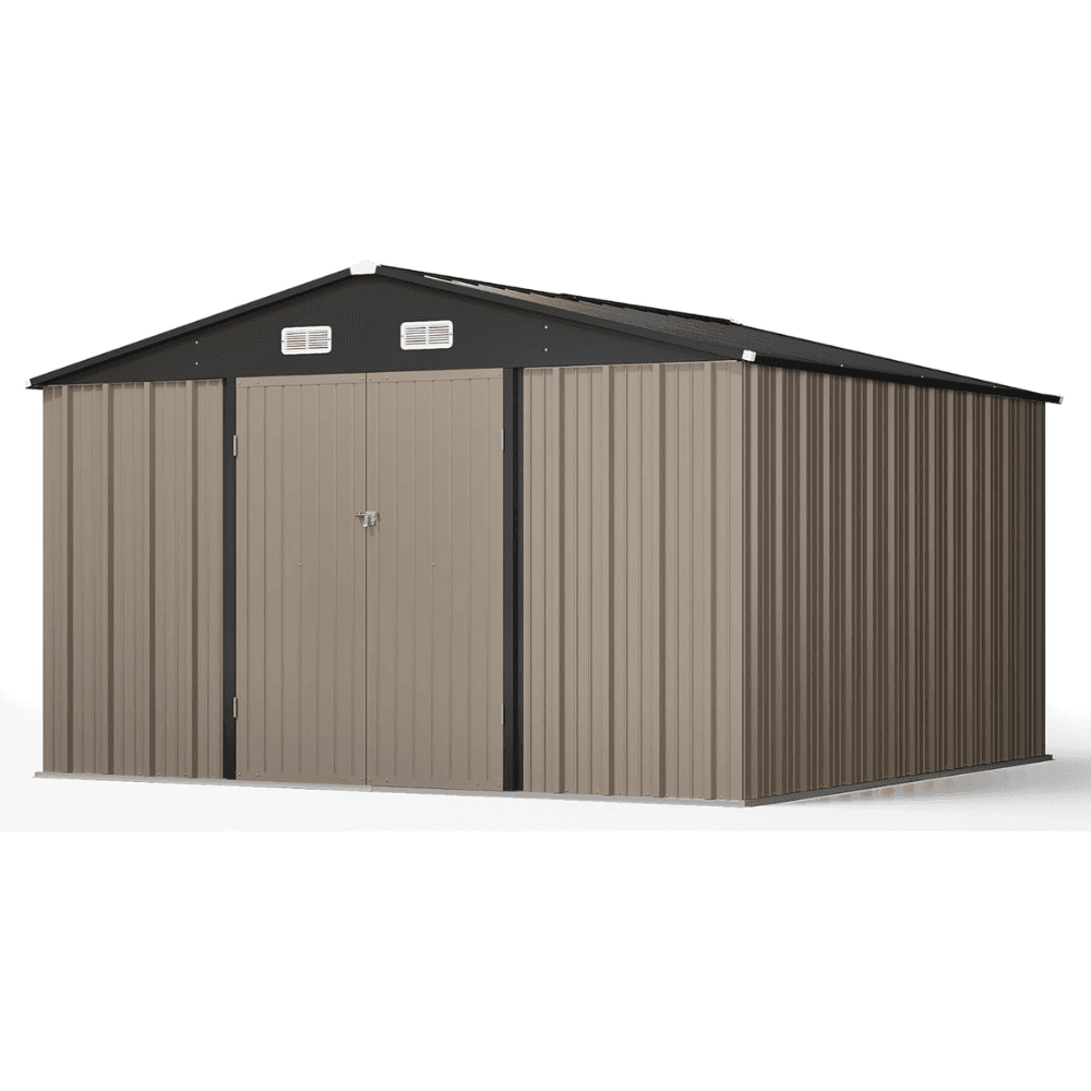 10 ft. W x 10 ft. D Outdoor Metal Storage Shed in Gray (100 sq. ft.)
