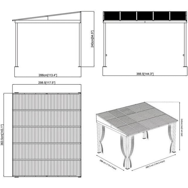 Sojag 500-9165470 10 x 12 ft. Portland No 53 Wall Gazebo Steel Roof - Image 3