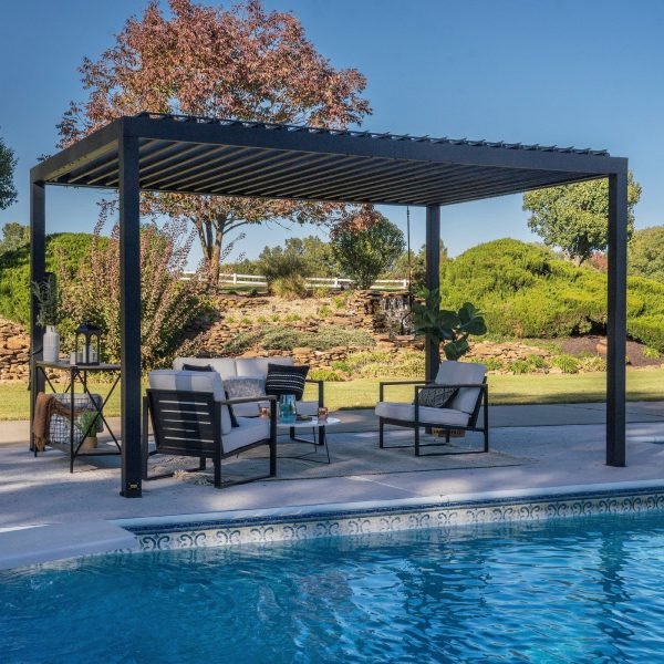 14×10 Sarasota Steel Louvered Pergola