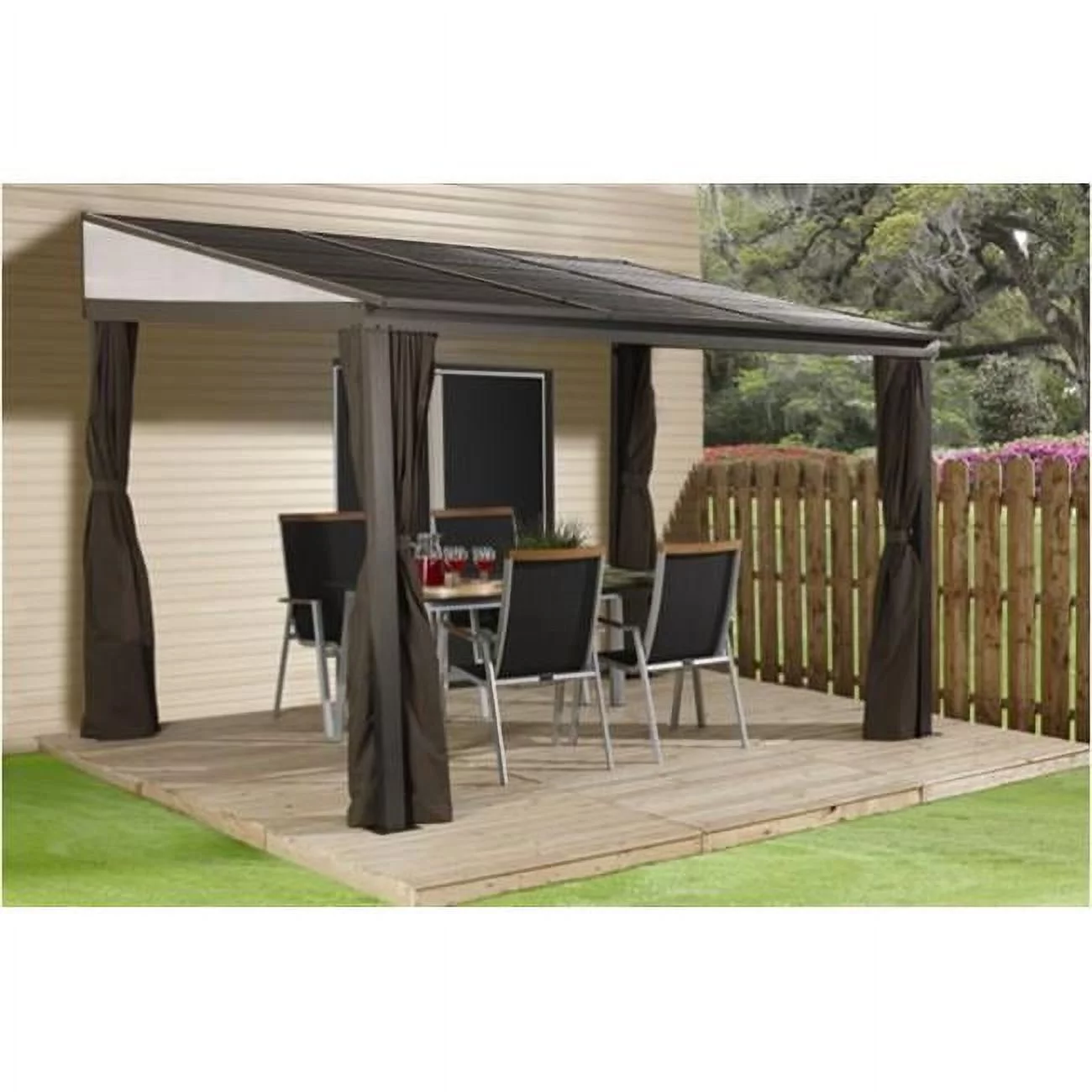 Sojag 500-9165470 10 x 12 ft. Portland No 53 Wall Gazebo Steel Roof - Image 5