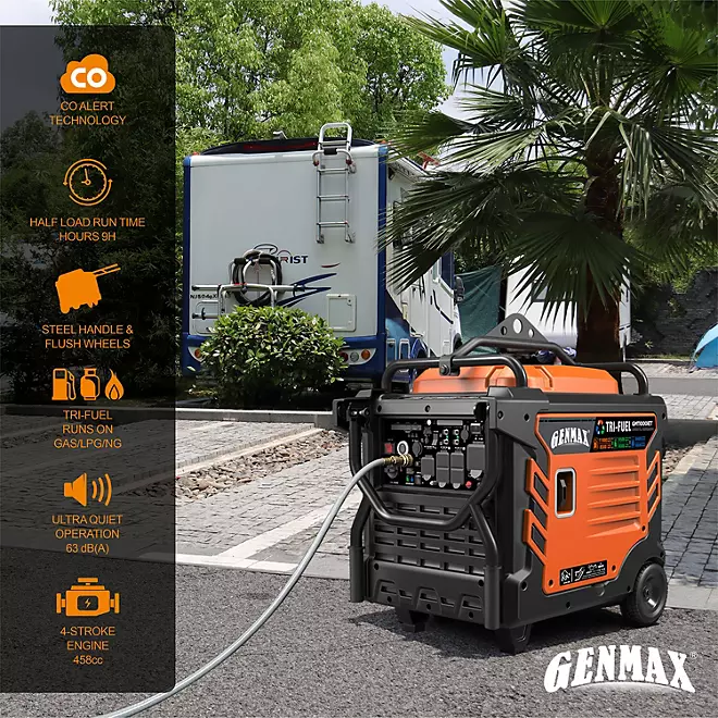 Genmax Portable Inverter Generator, 11000-Watt Tri-Fuel Remote Start CO Sensor - Image 6