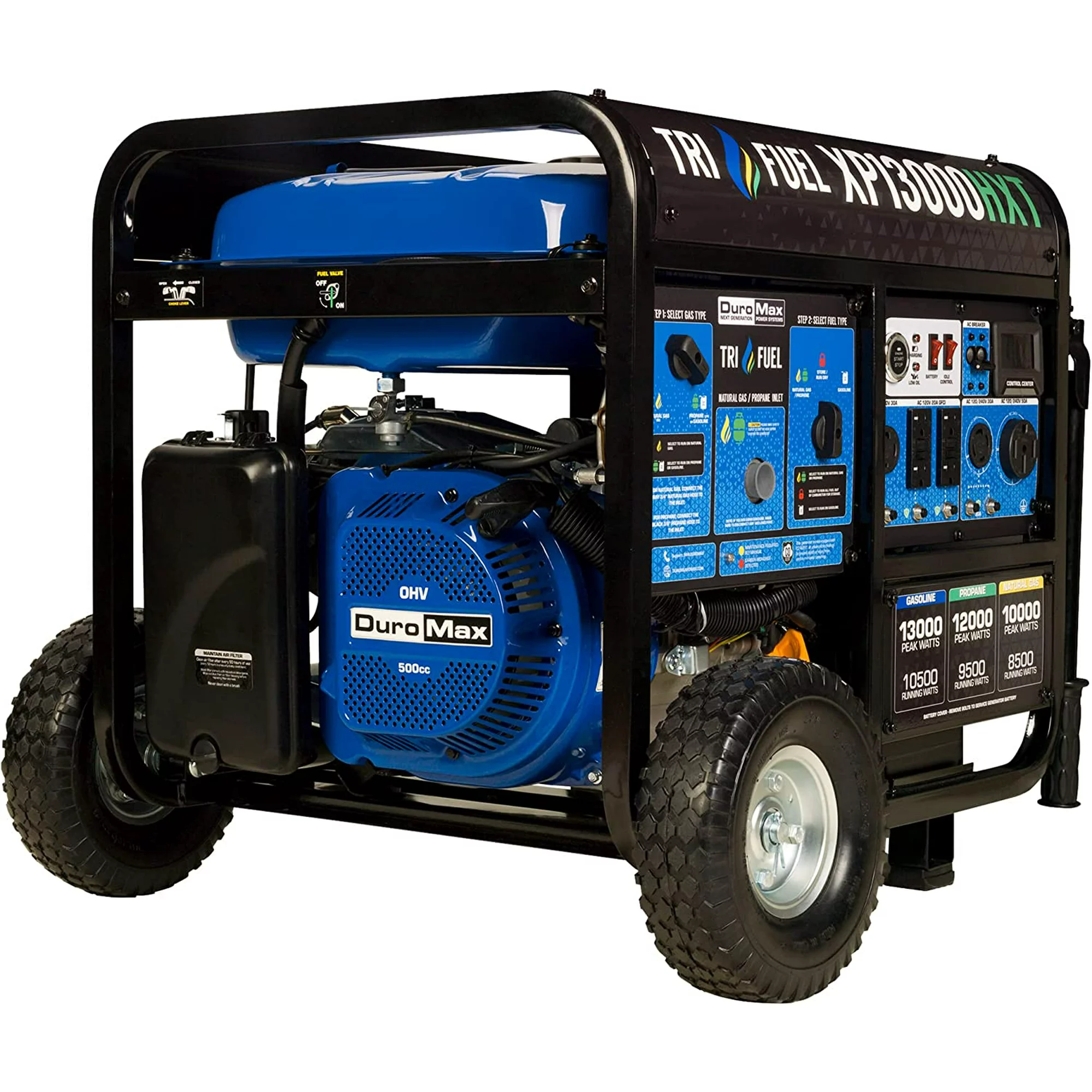 DuroMax XP13000HXT 13,000 Watt Electric Start Tri-Fuel Natural Gas/Propane