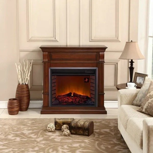 Duluth Forge Full Size Electric Fireplace – Remote Control, Apple Spice Finish – Model# EL1350-4-AS - Image 5
