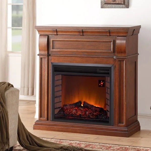 Duluth Forge Full Size Electric Fireplace – Remote Control, Auburn Cherry Finish – Model# EL1350-2-AC - Image 5