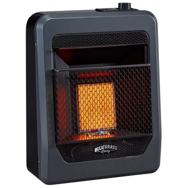 Bluegrass Living Natural Gas Vent Free Infrared Gas Space Heater With Base Feet – 10,000 BTU, T-Stat Control