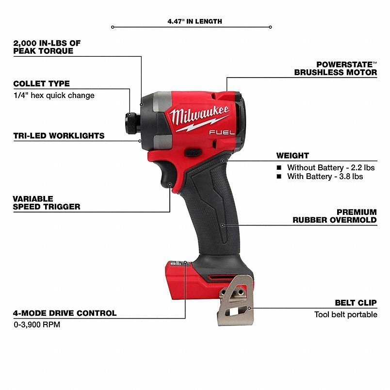 MILWAUKEE Cordless Tool Combination Kit: 7 Tools, 18 V DC Volt, Battery Included, M18 FUEL™, M18™ - Image 8