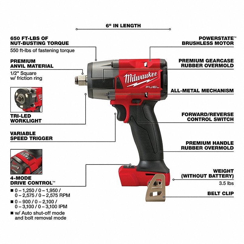 MILWAUKEE Cordless Tool Combination Kit: 7 Tools, 18 V DC Volt, Battery Included, M18 FUEL™, M18™ - Image 7
