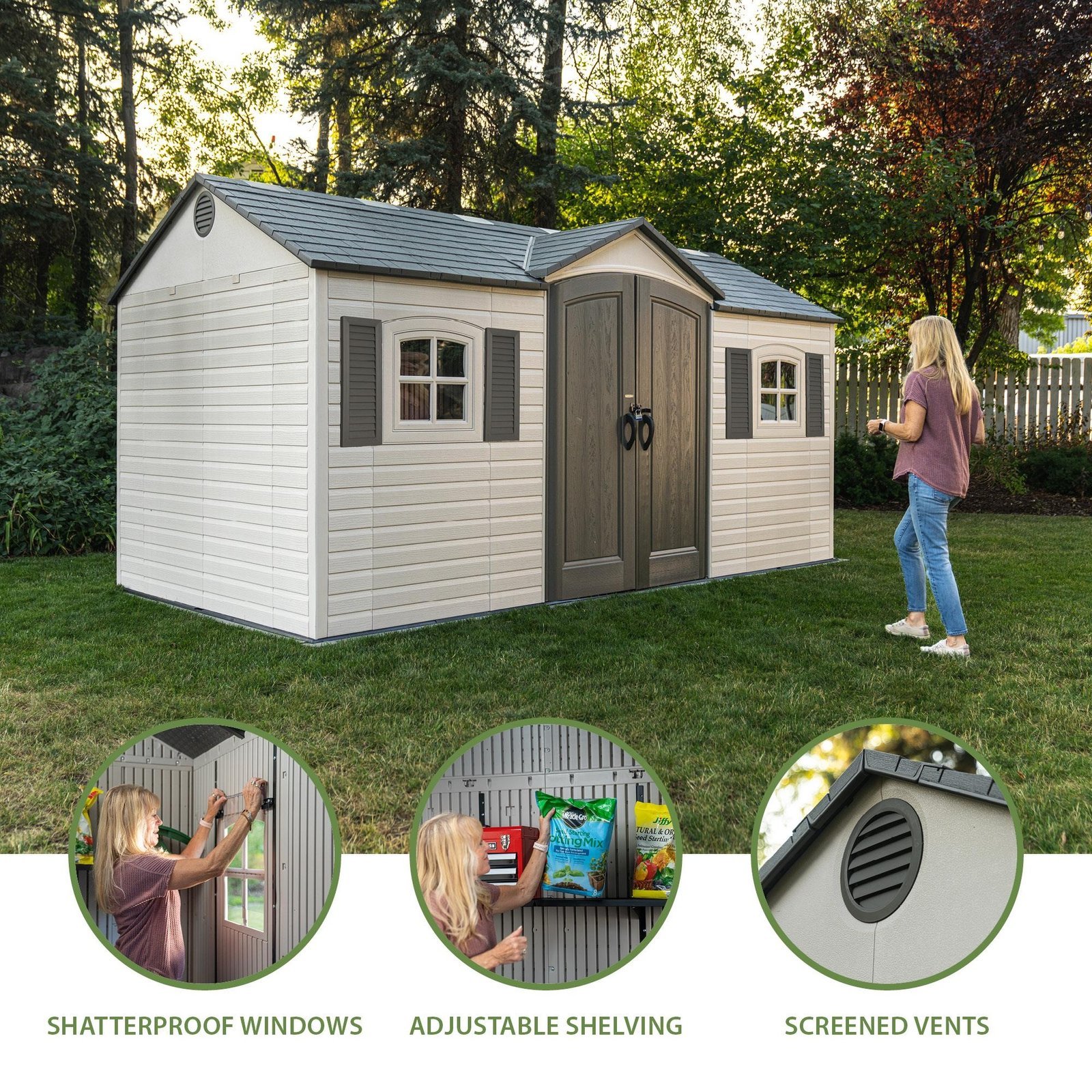 Lifetime 15′ x 8′ Outdoor Storage Shed - Image 5