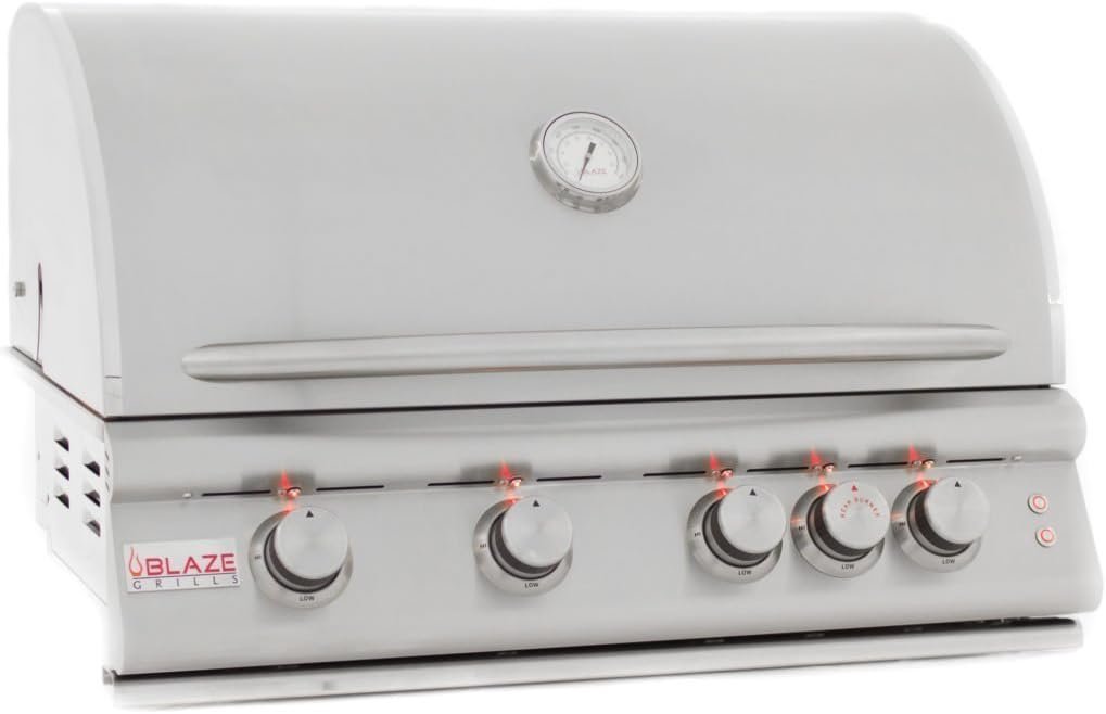 Blaze 32 Inch 4-Burner LTE Gas Grill with Rear Burner and Built-in Lighting System