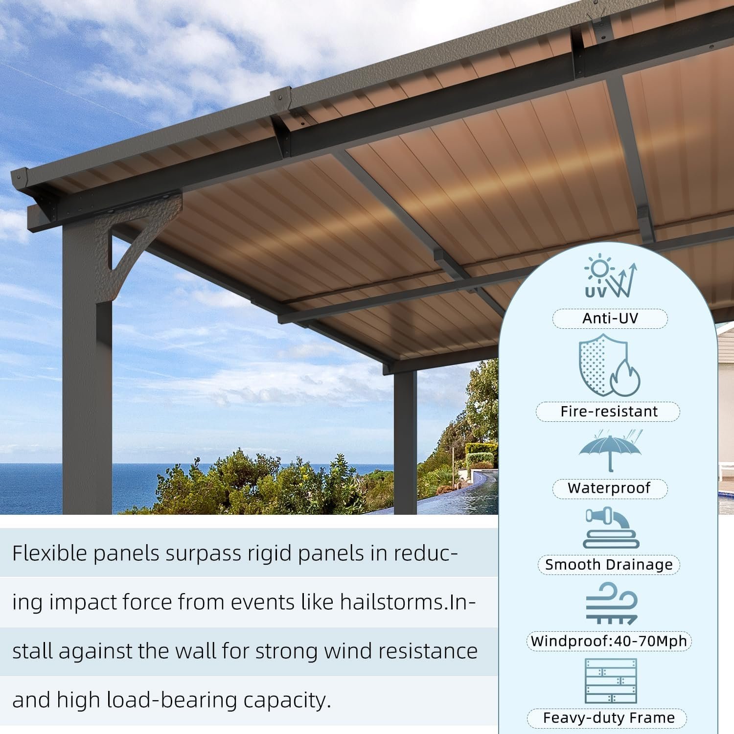 Aecojoy 14×12 ft Aluminum Pergola with Canopy - Image 3