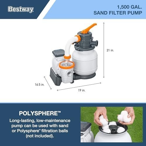 Bestway Power Steel 18′ x 9′ x 48″ Rectangular Metal Frame Above Ground Outdoor Swimming Pool Set with 1,500 GPH Filter Pump, Ladder, and Pool Cover - Image 4