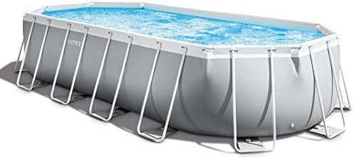 INTEX 26797EH Prism Frame Premium Oval Above Ground Swimming Pool Set: 20ft x 10ft x 48in – Includes 1500 GPH Cartridge Filter Pump – Removable Ladder – Pool Cover – Ground Cloth