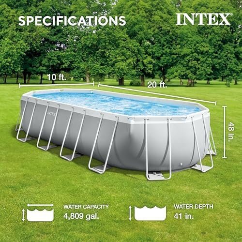 INTEX 26797EH Prism Frame Premium Oval Above Ground Swimming Pool Set: 20ft x 10ft x 48in – Includes 1500 GPH Cartridge Filter Pump – Removable Ladder – Pool Cover – Ground Cloth - Image 3