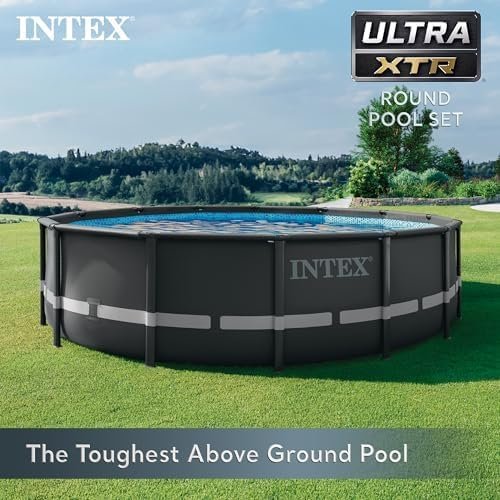 Intex Ultra XTR Frame 14′ x 42″ Round Above Ground Outdoor Swimming Pool Set with Sand Filter Pump, Ladder, Ground Cloth, and Pool Cover - Image 2