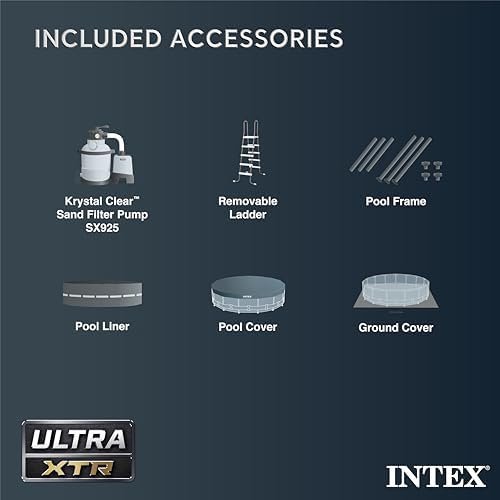 Intex Ultra XTR Frame 14′ x 42″ Round Above Ground Outdoor Swimming Pool Set with Sand Filter Pump, Ladder, Ground Cloth, and Pool Cover - Image 4