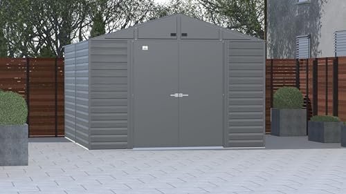 Arrow Select 10′ x 12′ Outdoor Lockable Steel Storage Shed Building, Charcoal - Image 9