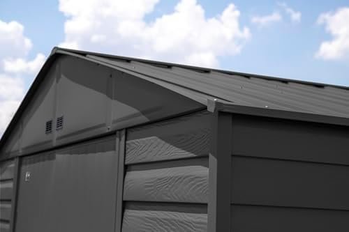 Arrow Select 10′ x 12′ Outdoor Lockable Steel Storage Shed Building, Charcoal - Image 10