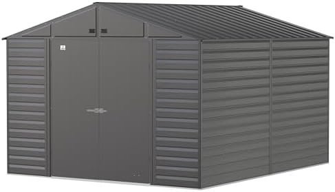 Arrow Select 10′ x 12′ Outdoor Lockable Steel Storage Shed Building, Charcoal - Image 11