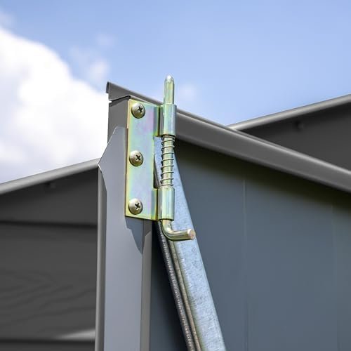 Arrow Select 10′ x 12′ Outdoor Lockable Steel Storage Shed Building, Charcoal - Image 4