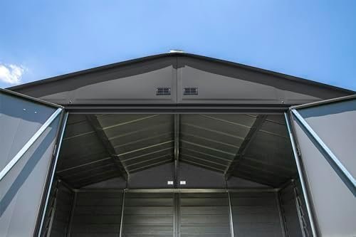 Arrow Select 10′ x 12′ Outdoor Lockable Steel Storage Shed Building, Charcoal - Image 8