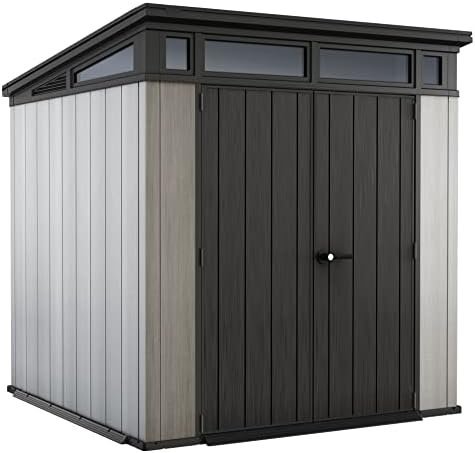 Keter Outdoor Storage Shed, for House, Patio & Yard, Plastic Resin, Artisan, 7×7 Ft, Gray