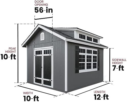 Handy Home Products Windemere 10×12 Do-it-Yourself Wooden Storage Shed with Floor, Beige - Image 8