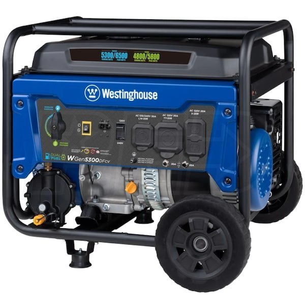 Westinghouse WGen5300DFcv – 5300 Watt Dual-Fuel Portable Generator w/ RV Outlet & CO Sensor (49-State) - Image 8