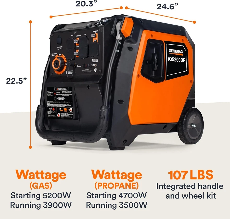 Generac iQ5200 DF 3900 Watt Electric Start Dual Fuel Inverter Generator - Image 7