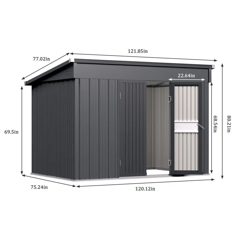 10 ft. W x 6 ft. D Metal Lean-to Storage Shed - Image 2