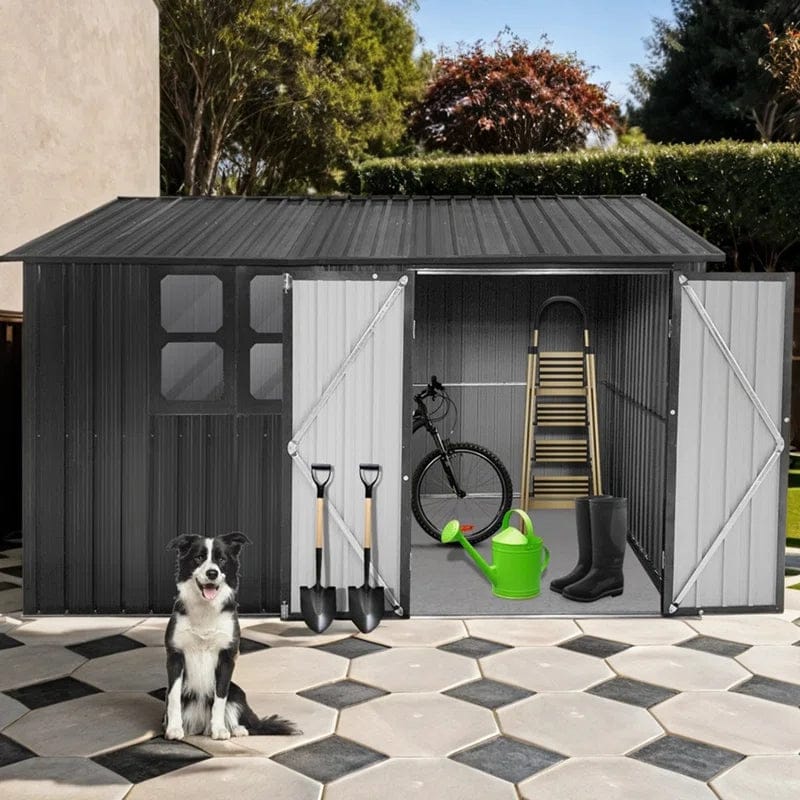 10ft x 8ft Garden Shelter with Window – Outdoor Metal Storage Shed - Image 2