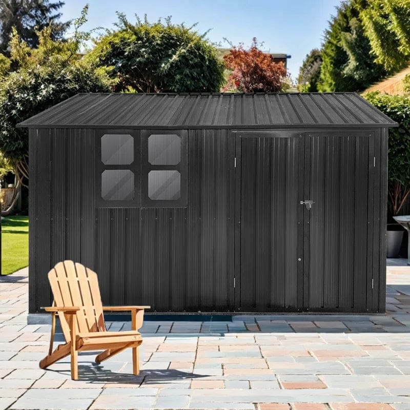 10ft x 8ft Garden Shelter with Window – Outdoor Metal Storage Shed - Image 3