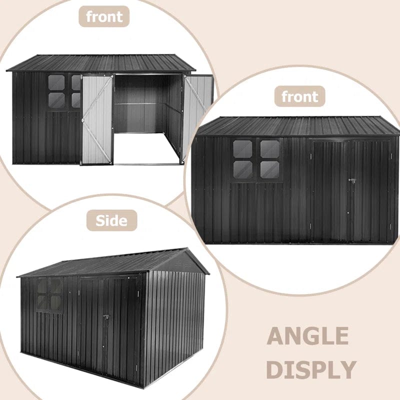 10ft x 8ft Garden Shelter with Window – Outdoor Metal Storage Shed - Image 6