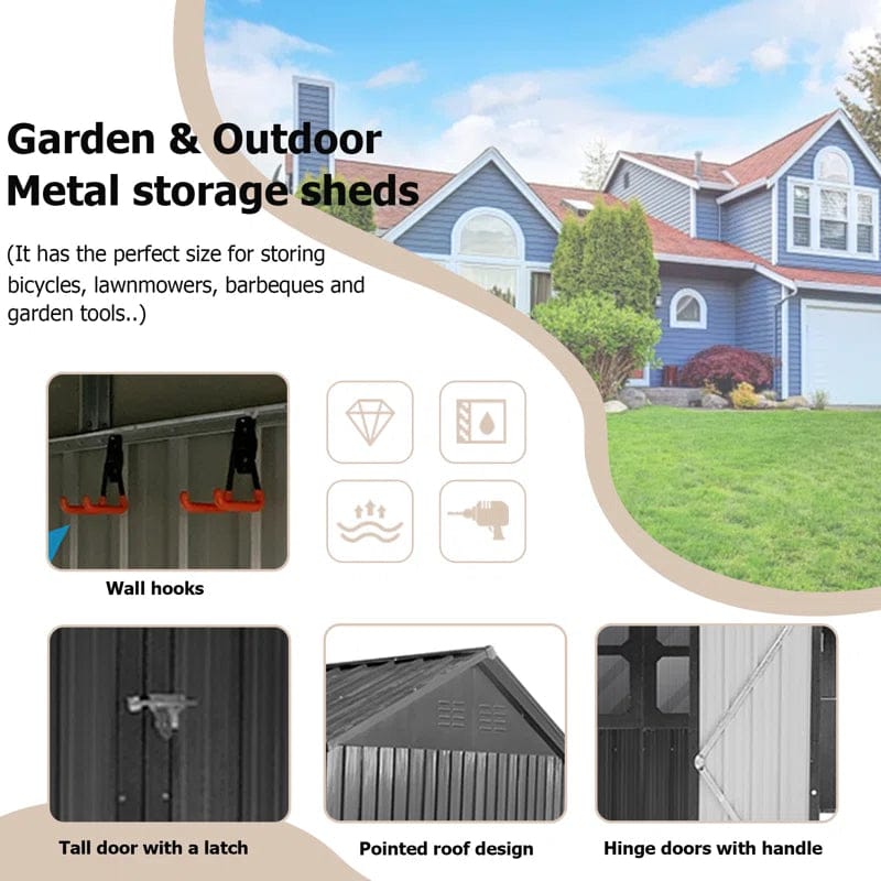 10ft x 8ft Garden Shelter with Window – Outdoor Metal Storage Shed - Image 7