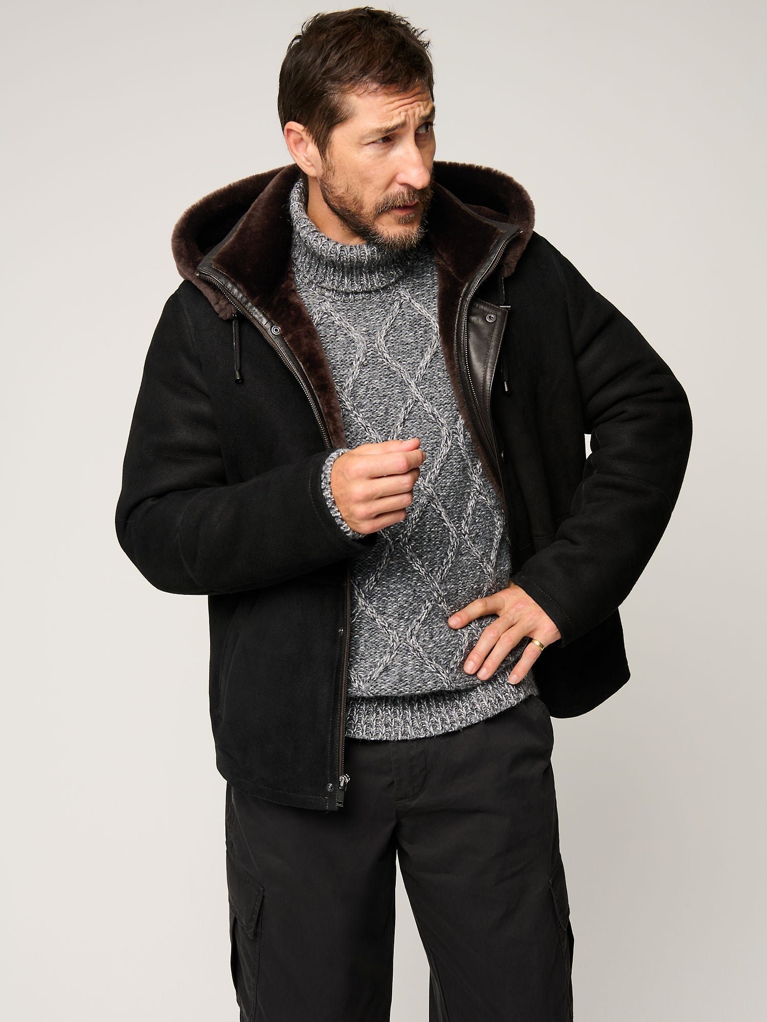 Miles Hooded Sheepskin Coat - Image 3