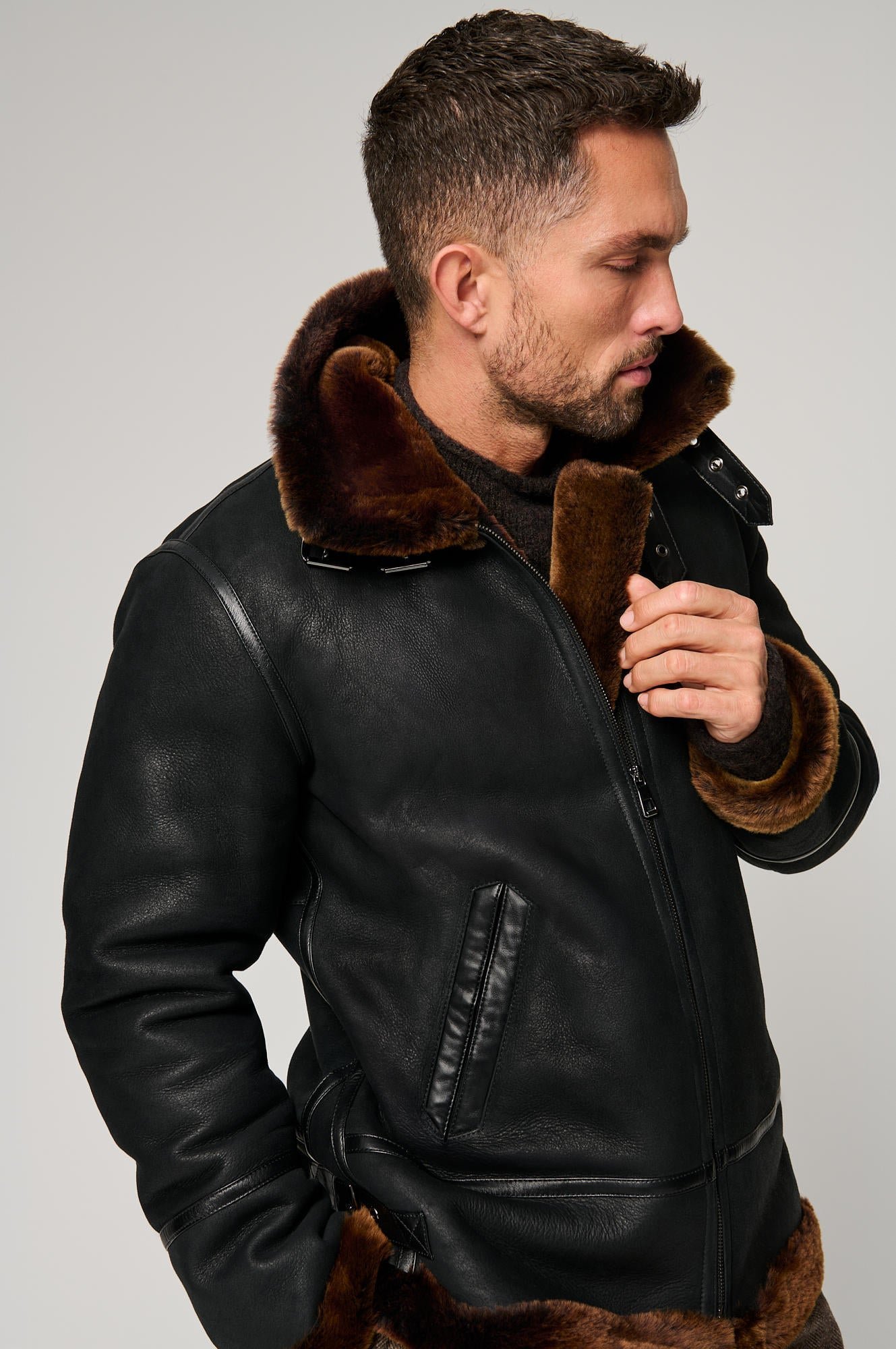 Jason Sheepskin B-3 Bomber Jacket - Image 2