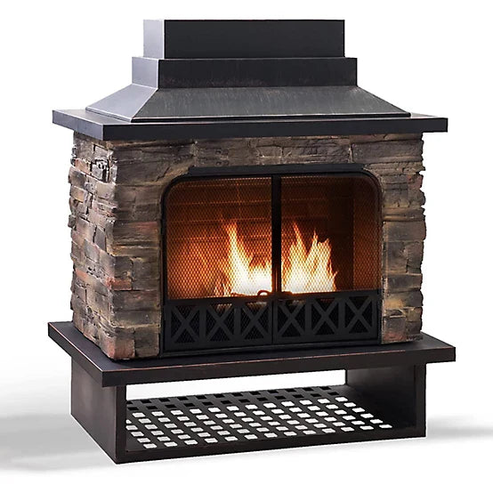 Sunjoy Canyon Wood-Burning Fireplace, Heats 2.14 sq. ft.