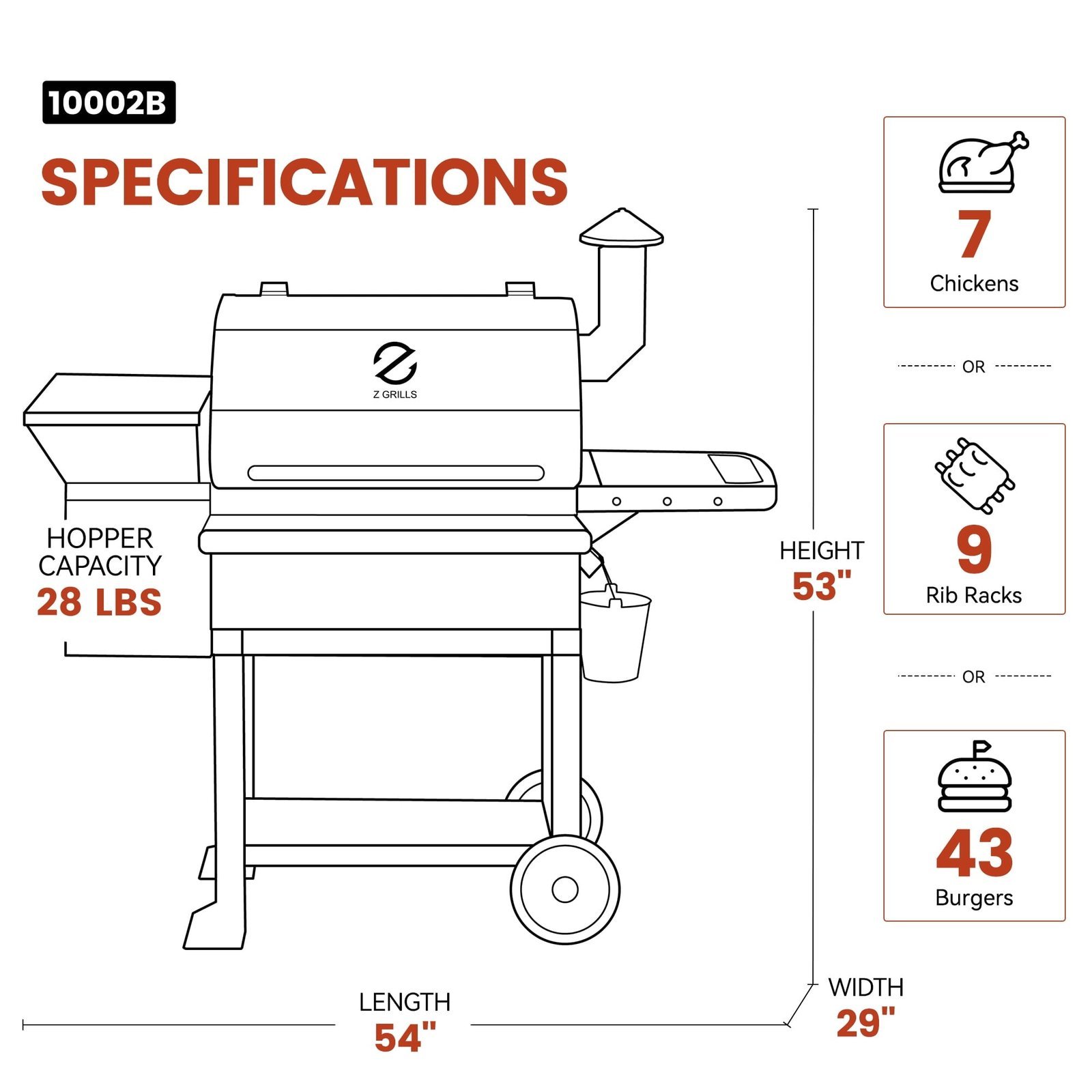 Z GRILLS Powerhouse 1056 sq.in Black Pellet Grill & Smoker 10002B with PID Controller, Foldable Front Shelf and Rain Cover - Image 11