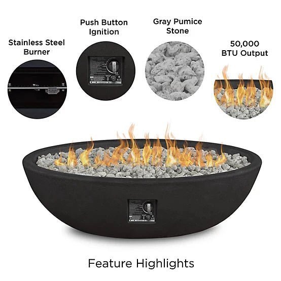 Real Flame 48.25 in. x 28.25 in. Riverside Oval Propane Gas Fire Bowl, Shale - Image 5