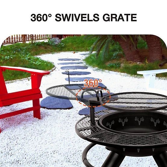 Red Mountain Valley 47 in. Wood-Burning Fire Pit with Adjustable BBQ Grate, Deer Head - Image 5