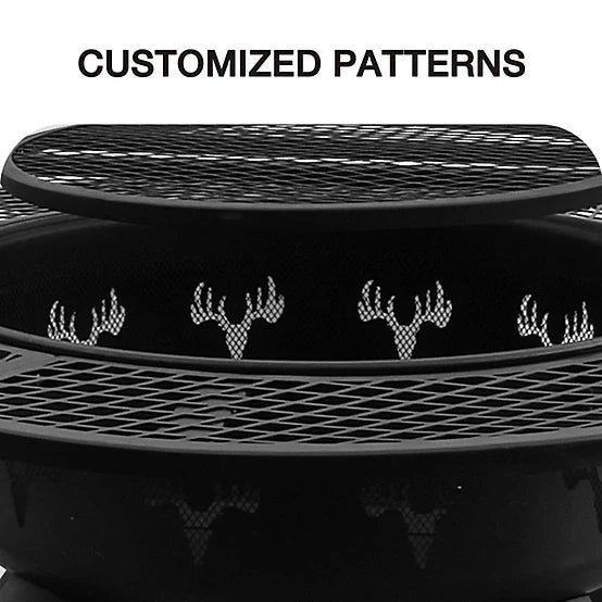 Red Mountain Valley 47 in. Wood-Burning Fire Pit with Adjustable BBQ Grate, Deer Head - Image 4