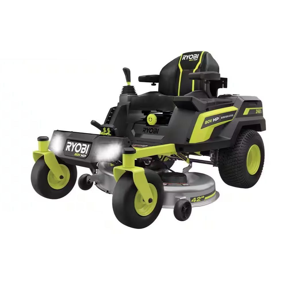 RYOBI 80V HP Brushless 42 in. Battery Electric Cordless Zero Turn Riding Mower Batteries and Charger 80V Batteries 40V